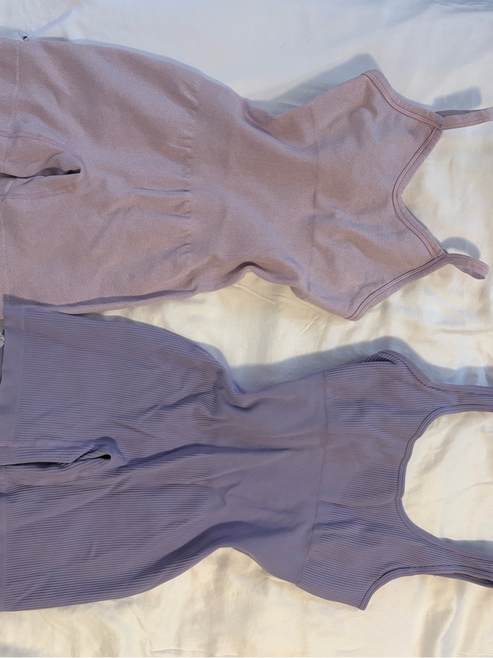 Pale Pink & Lilac Ribbed Tank Rompers - Duo Pack